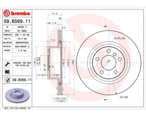 Bromsskiva COATED DISC LINE 09.B569.11 Brembo, bild 2