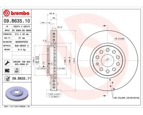 Bromsskiva COATED DISC LINE 09.B635.11 Brembo, bild 2