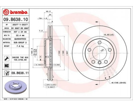 Bromsskiva COATED DISC LINE 09.B638.11 Brembo, bild 2