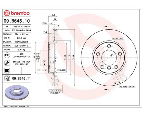Bromsskiva COATED DISC LINE 09.B645.11 Brembo, bild 3