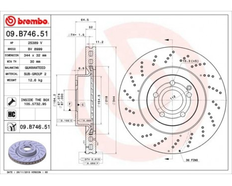 Bromsskiva COATED DISC LINE 09.B746.51 Brembo, bild 2