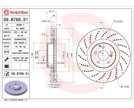 Bromsskiva COATED DISC LINE 09.B769.51 Brembo, bild 2