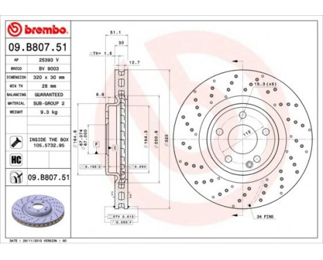 Bromsskiva COATED DISC LINE 09.B807.51 Brembo, bild 2