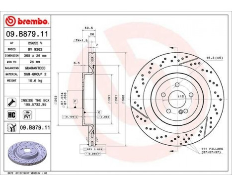 Bromsskiva COATED DISC LINE 09.B879.11 Brembo, bild 2