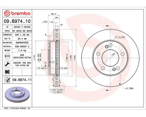 Bromsskiva COATED DISC LINE 09.B974.11 Brembo, bild 3