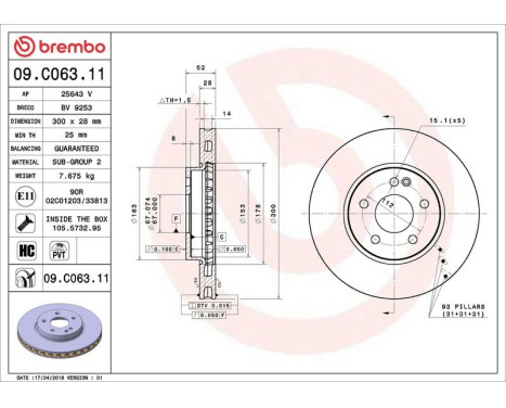 Bromsskiva COATED DISC LINE 09.C063.11 Brembo, bild 3