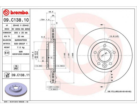 Bromsskiva COATED DISC LINE 09.C138.11 Brembo, bild 3