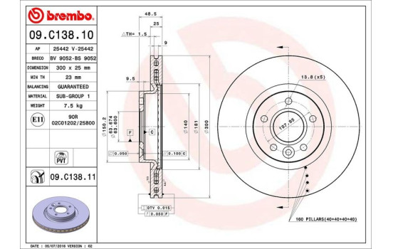 Bromsskiva COATED DISC LINE 09.C138.11 Brembo, bild 3
