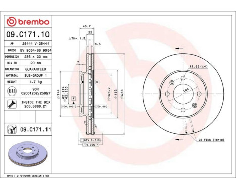 Bromsskiva COATED DISC LINE 09.C171.11 Brembo, bild 3
