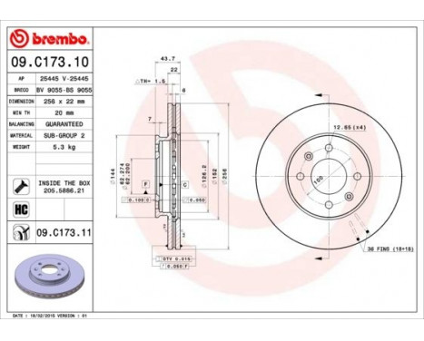 Bromsskiva COATED DISC LINE 09.C173.11 Brembo, bild 2