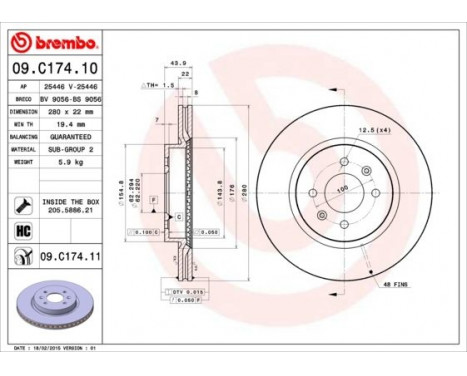 Bromsskiva COATED DISC LINE 09.C174.11 Brembo, bild 2