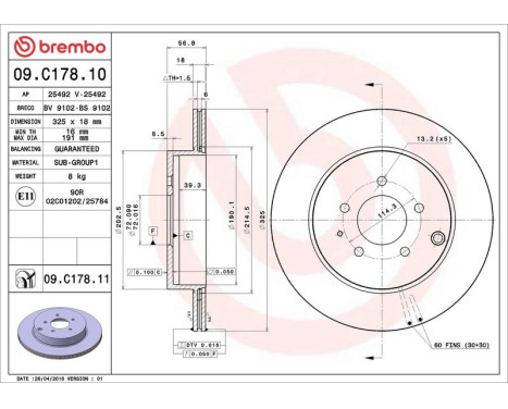 Bromsskiva COATED DISC LINE 09.C178.11 Brembo, bild 3