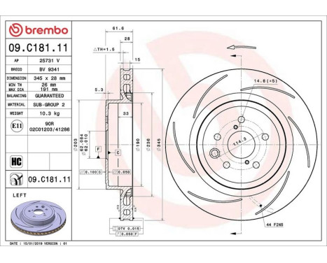 Bromsskiva COATED DISC LINE 09.C181.11 Brembo, bild 3