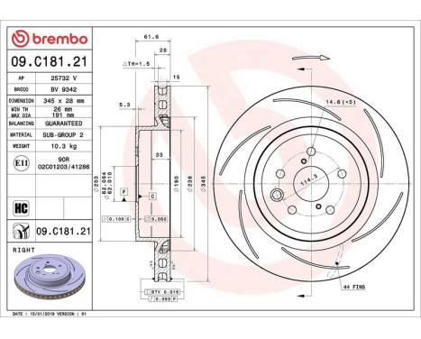 Bromsskiva COATED DISC LINE 09.C181.21 Brembo, bild 3