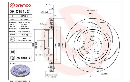 Bromsskiva COATED DISC LINE 09.C181.21 Brembo, bild 3