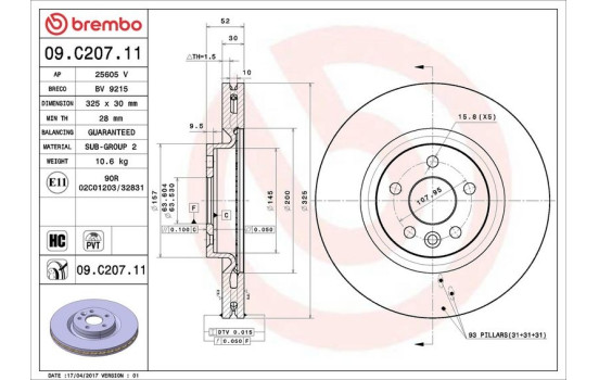 Bromsskiva COATED DISC LINE 09.C207.11 Brembo, bild 2