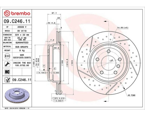 Bromsskiva COATED DISC LINE 09.C246.11 Brembo, bild 3