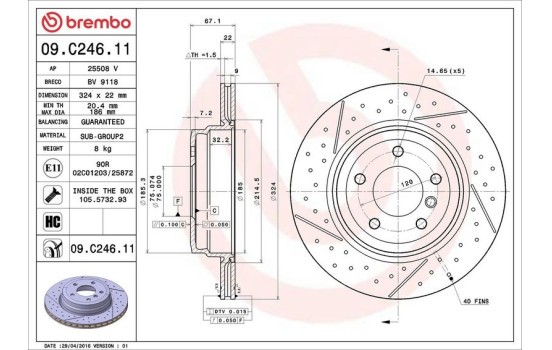 Bromsskiva COATED DISC LINE 09.C246.11 Brembo, bild 3