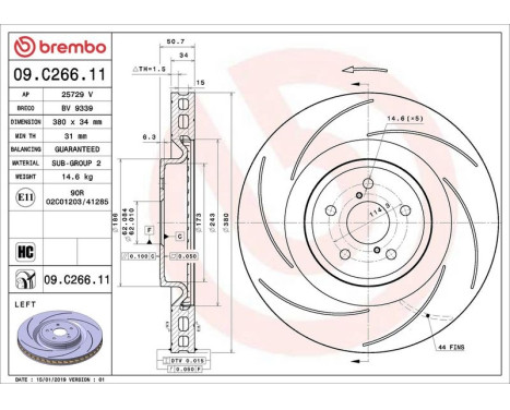 Bromsskiva COATED DISC LINE 09.C266.11 Brembo, bild 2