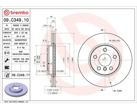 Bromsskiva COATED DISC LINE 09.C349.11 Brembo, bild 3