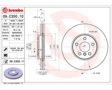 Bromsskiva COATED DISC LINE 09.C350.11 Brembo, bild 2