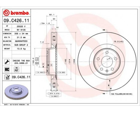 Bromsskiva COATED DISC LINE 09.C426.11 Brembo, bild 2