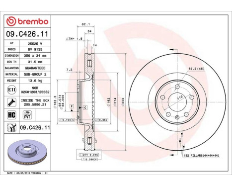 Bromsskiva COATED DISC LINE 09.C426.11 Brembo, bild 2