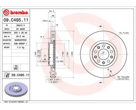 Bromsskiva COATED DISC LINE 09.C495.11 Brembo, bild 2