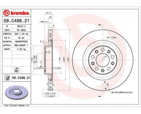 Bromsskiva COATED DISC LINE 09.C498.21 Brembo, bild 2