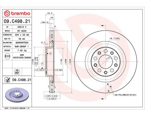 Bromsskiva COATED DISC LINE 09.C498.21 Brembo, bild 3