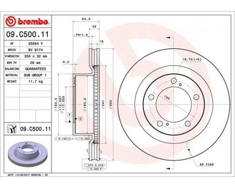 Bromsskiva COATED DISC LINE 09.C500.11 Brembo, bild 2