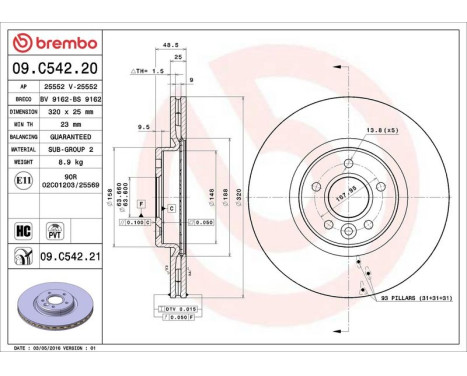 Bromsskiva COATED DISC LINE 09.C542.21 Brembo, bild 2