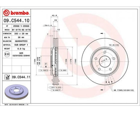 Bromsskiva COATED DISC LINE 09.C544.11 Brembo, bild 2
