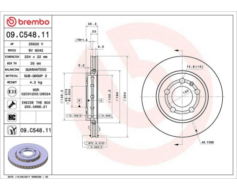 Bromsskiva COATED DISC LINE 09.C548.11 Brembo, bild 3