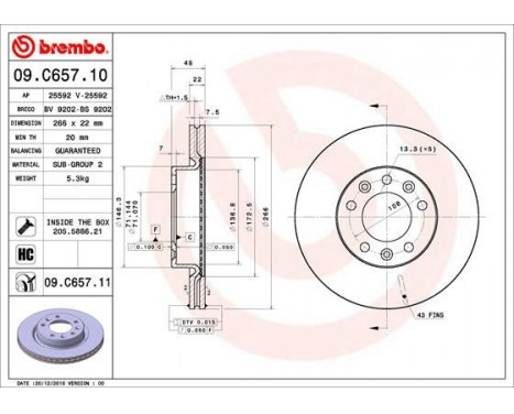 Bromsskiva COATED DISC LINE 09.C657.11 Brembo, bild 2