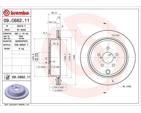 Bromsskiva COATED DISC LINE 09.C662.11 Brembo, bild 2