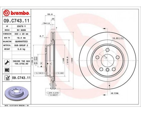 Bromsskiva COATED DISC LINE 09.C743.11 Brembo