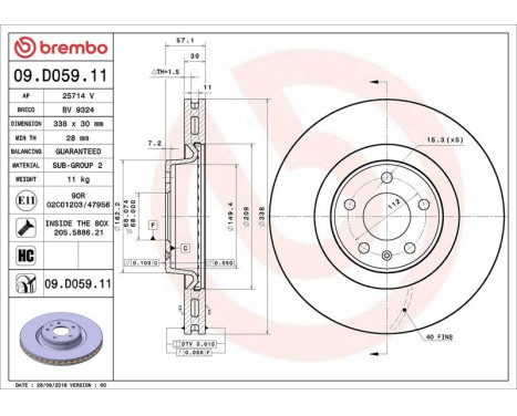 Bromsskiva COATED DISC LINE 09.D059.11 Brembo, bild 2