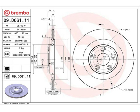 Bromsskiva COATED DISC LINE 09.D061.11 Brembo, bild 2