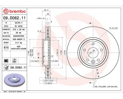 Bromsskiva COATED DISC LINE 09.D062.11 Brembo, bild 2