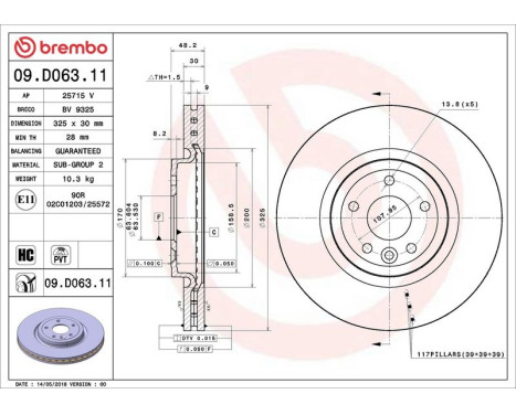 Bromsskiva COATED DISC LINE 09.D063.11 Brembo, bild 2