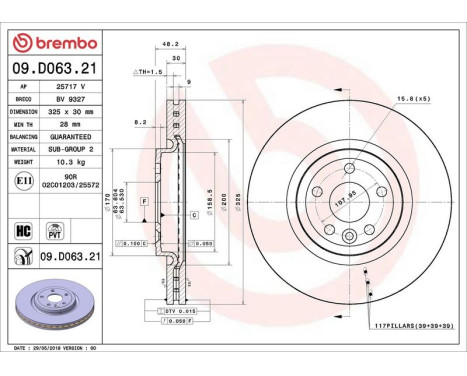 Bromsskiva COATED DISC LINE 09.D063.21 Brembo, bild 2