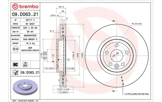 Bromsskiva COATED DISC LINE 09.D063.21 Brembo