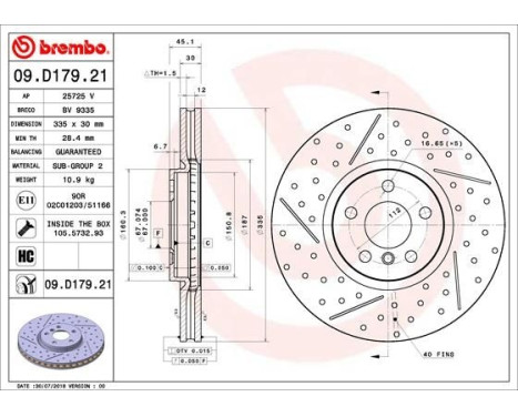 Bromsskiva COATED DISC LINE 09.D179.21 Brembo