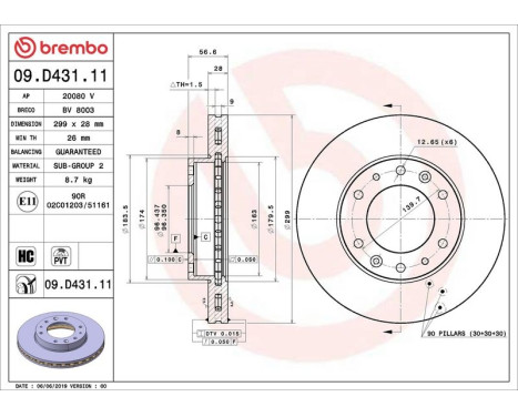 Bromsskiva COATED DISC LINE 09.D431.11 Brembo, bild 2