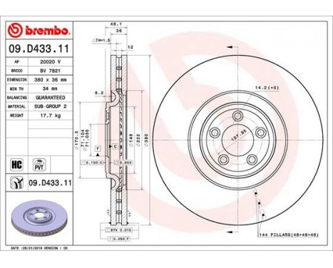 Bromsskiva COATED DISC LINE 09.D433.11 Brembo