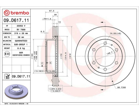 Bromsskiva COATED DISC LINE 09.D617.11 Brembo, bild 2