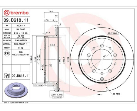Bromsskiva COATED DISC LINE 09.D618.11 Brembo, bild 2