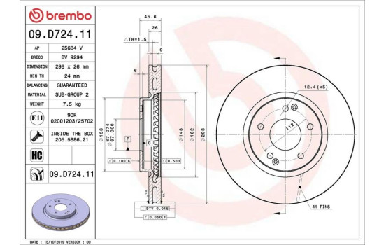 Bromsskiva COATED DISC LINE 09.D724.11 Brembo