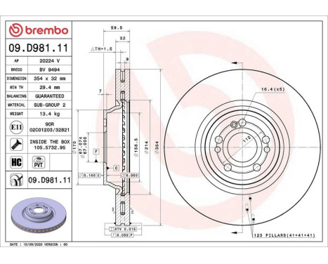 Bromsskiva COATED DISC LINE 09.D981.11 Brembo, bild 2